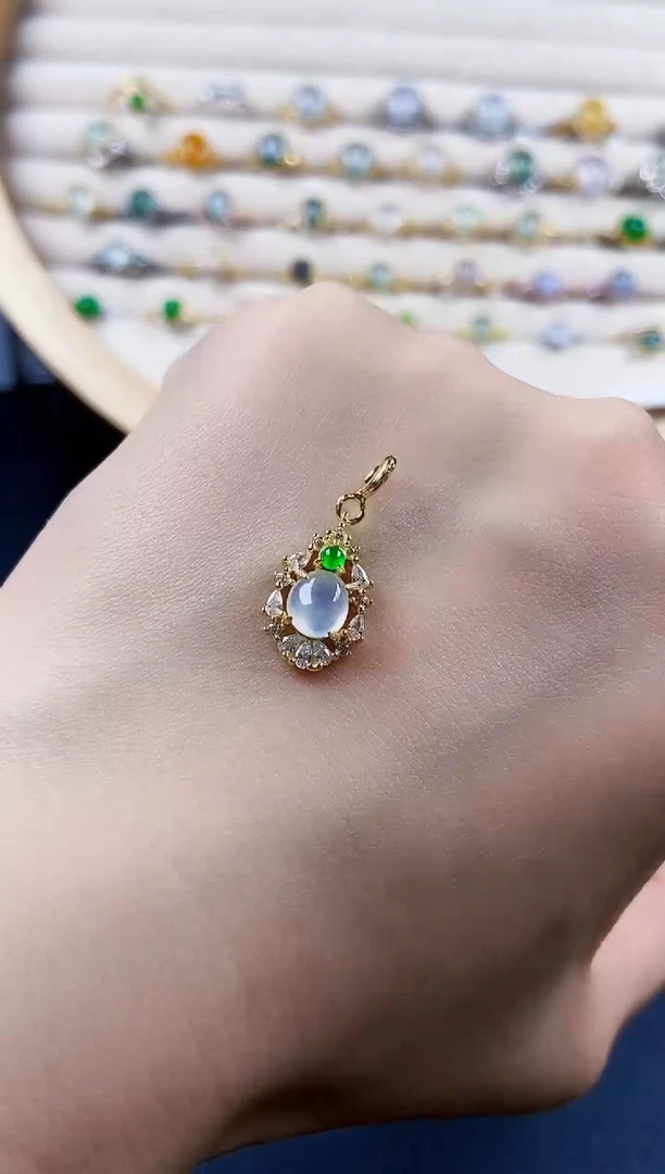 翡翠银S925镶嵌颈饰213498