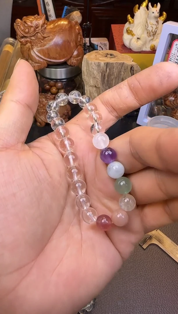 水晶手链未镶嵌水晶单圈多宝8mm多样性发其一