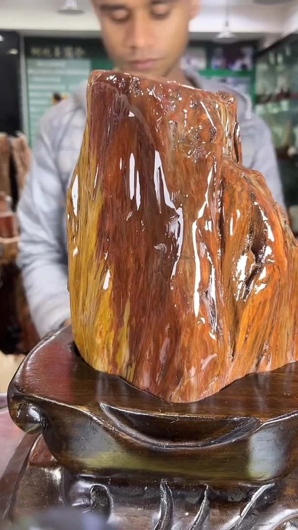 缅甸天然树化玉精品摆件