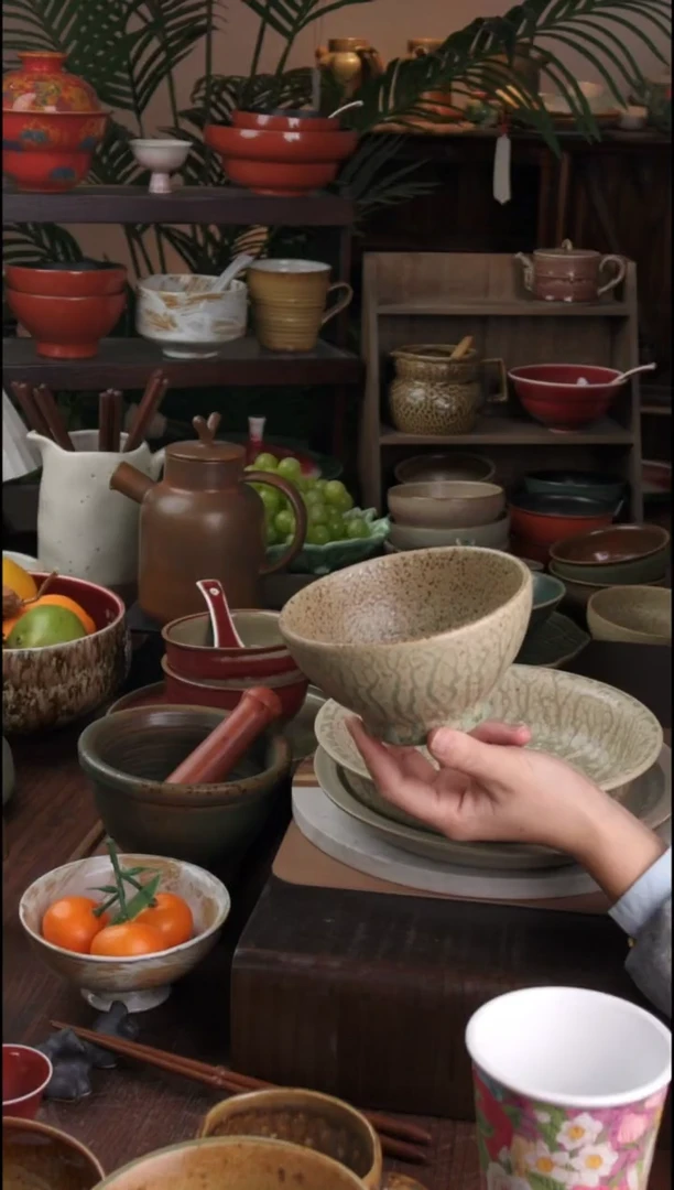 碗景德镇手工高温餐具琥珀斗笠