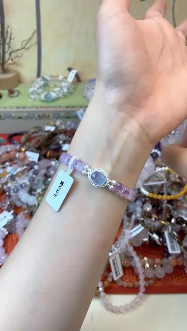 水晶手链银S925镶嵌201手串