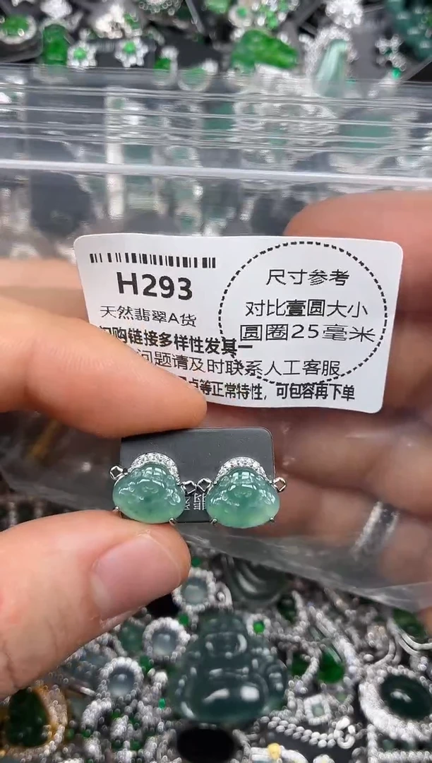 颈饰未镶嵌翡翠H293耳钉