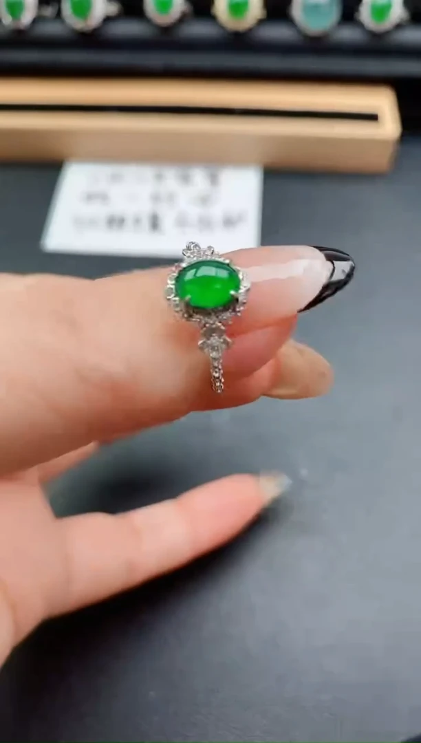 翡翠戒指银S925镶嵌1