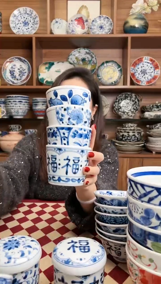 【闪购商品】瓷片石榴+花伊+蓝花+福字 荞麦汤汁杯