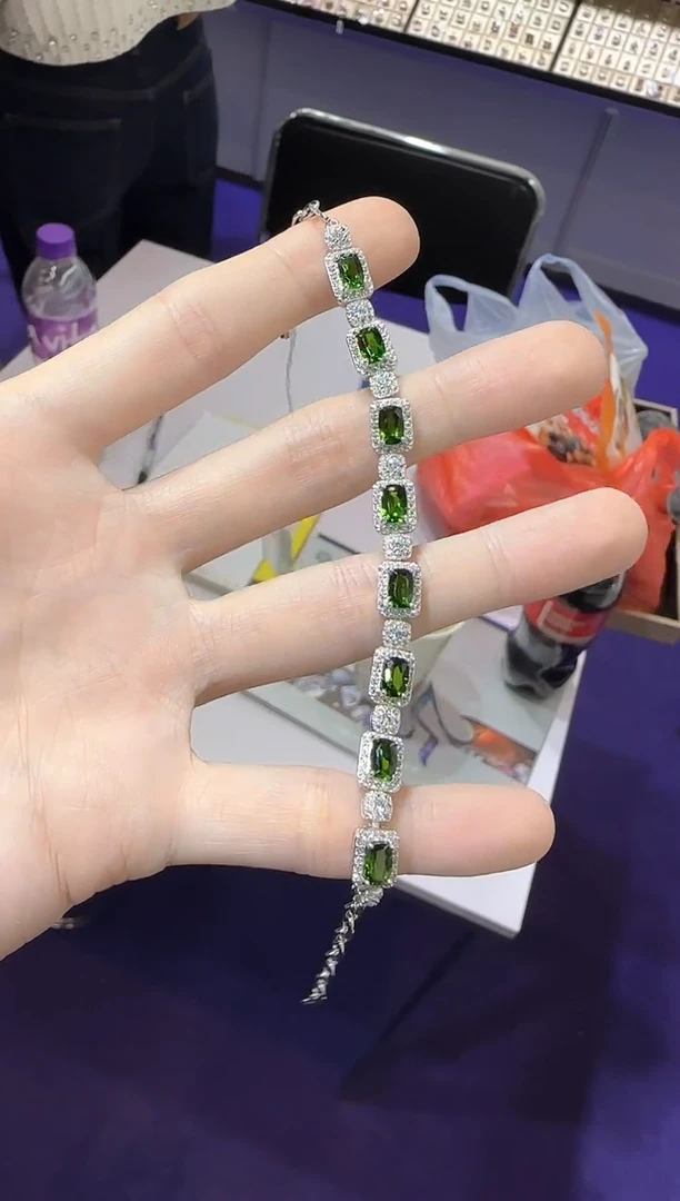 【闪购商品】透辉石手链银S925镶嵌5*7mm