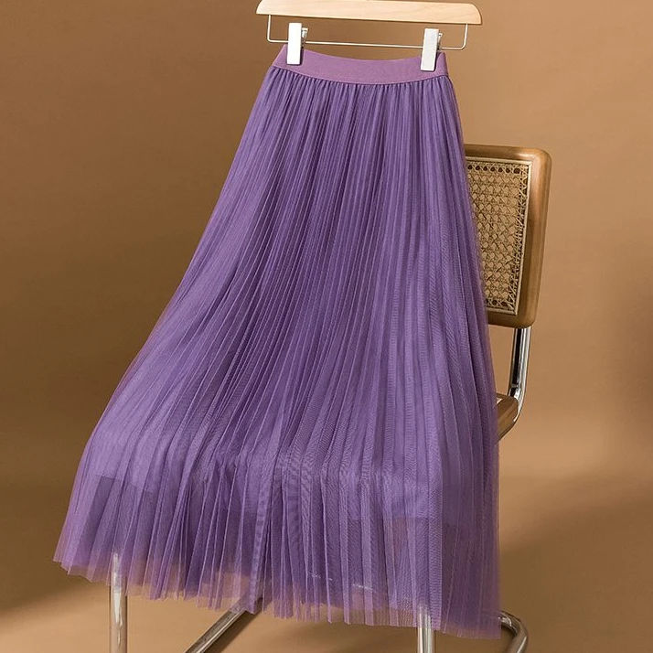 高品质新款网纱半身裙女款720度大摆纱裙秋冬新款气质A字网纱裙