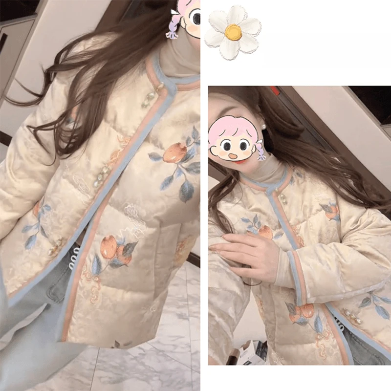 新中式国风冬季小个子2025棉服女大码宽松显瘦百搭复古夹棉保外套