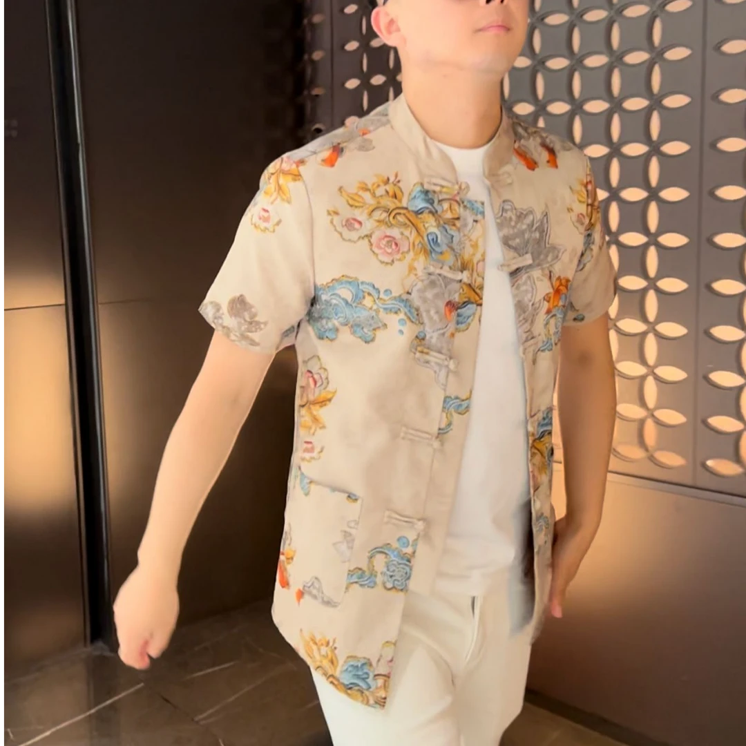 262153 127男士新款时尚休闲百搭唐装T恤