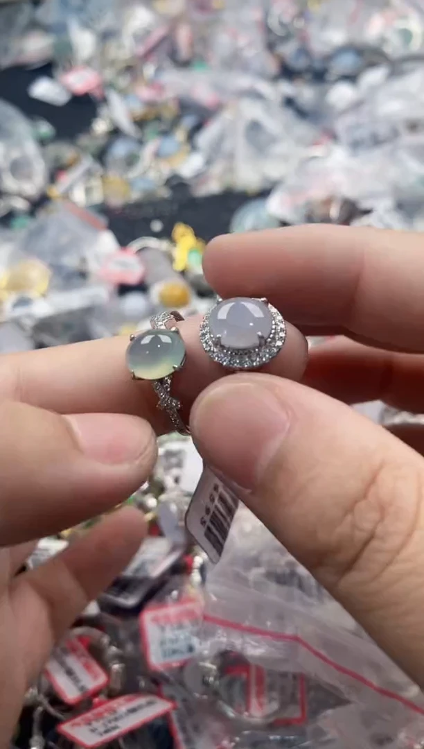 银S925镶嵌戒指翡翠666   3