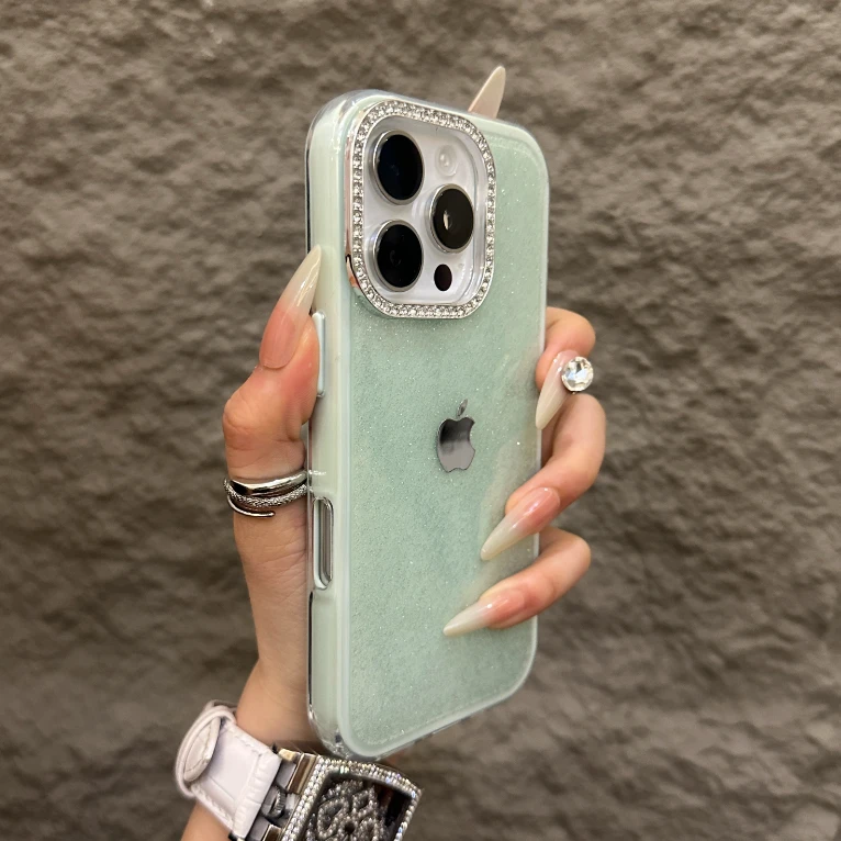 高颜值闪钻镜头适用iPhone16pro手机壳15时尚14Pro防摔13全包12女