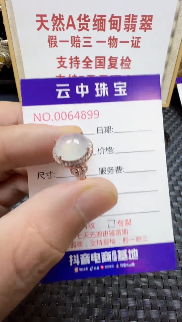 银S925镶嵌戒指翡翠/4899