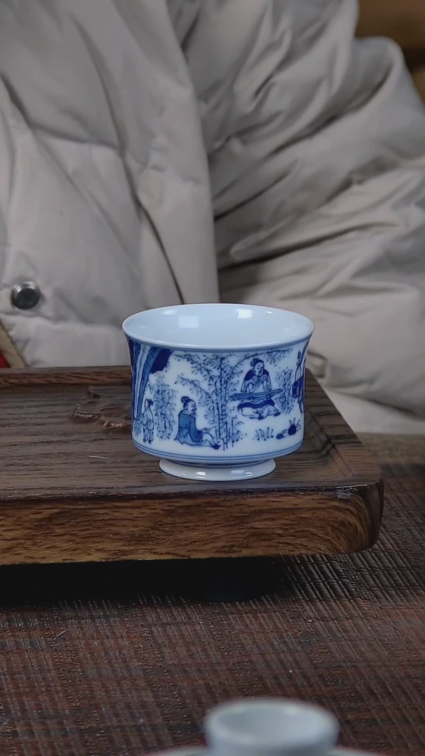 【闪购商品】折葵非器手工手绘竹林七贤小马蹄杯