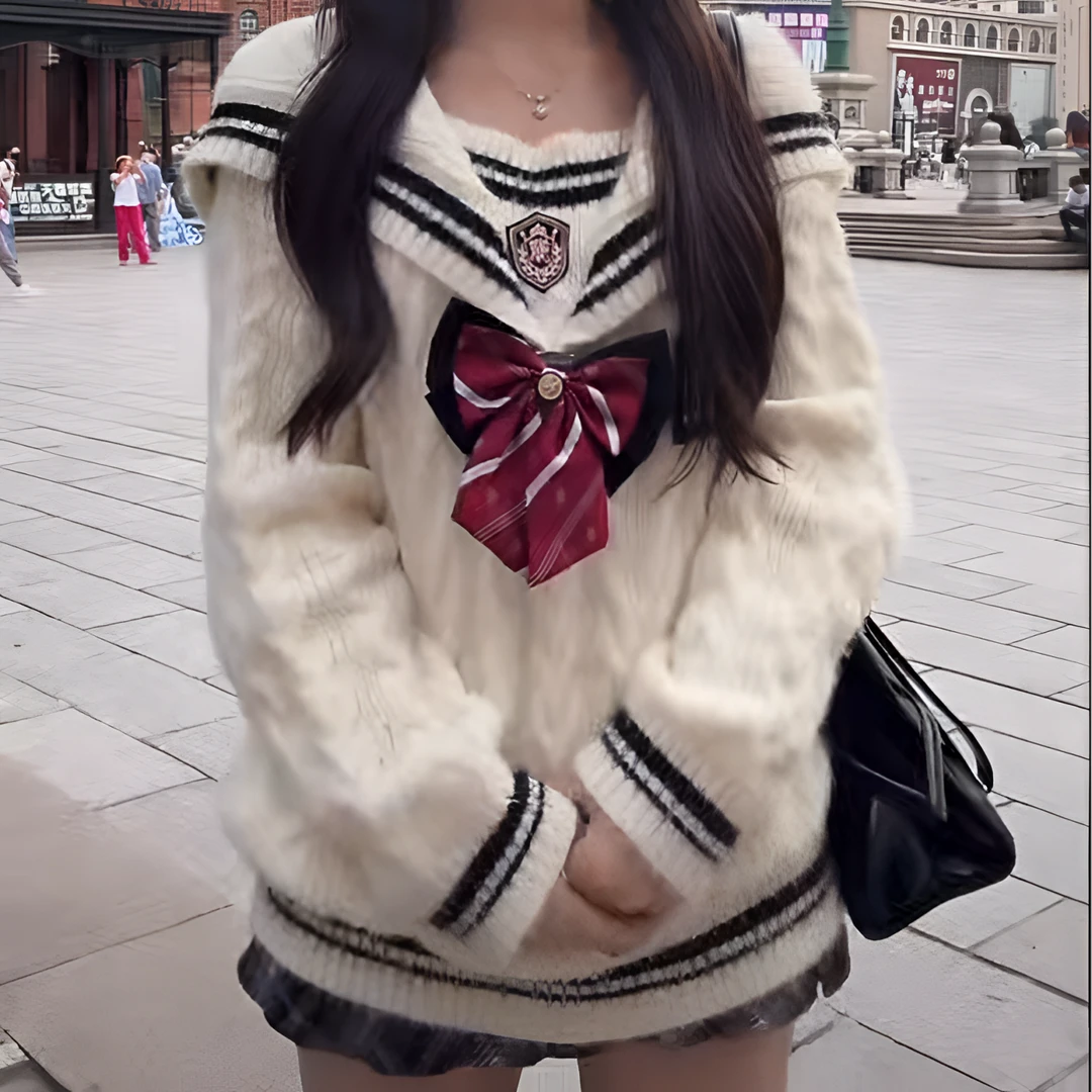 牛津假日 秋冬甜美学院风禅意仙气飘飘宽松可爱出游显瘦上衣半裙