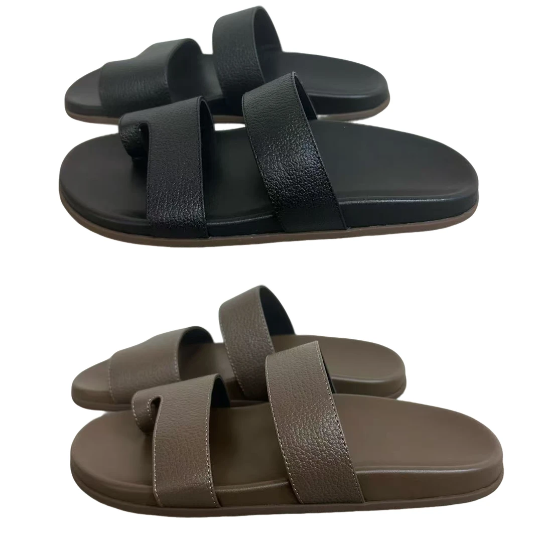 高奢植鞣套趾沙滩简约夏季手工定制牛皮平底女款时尚休闲凉拖