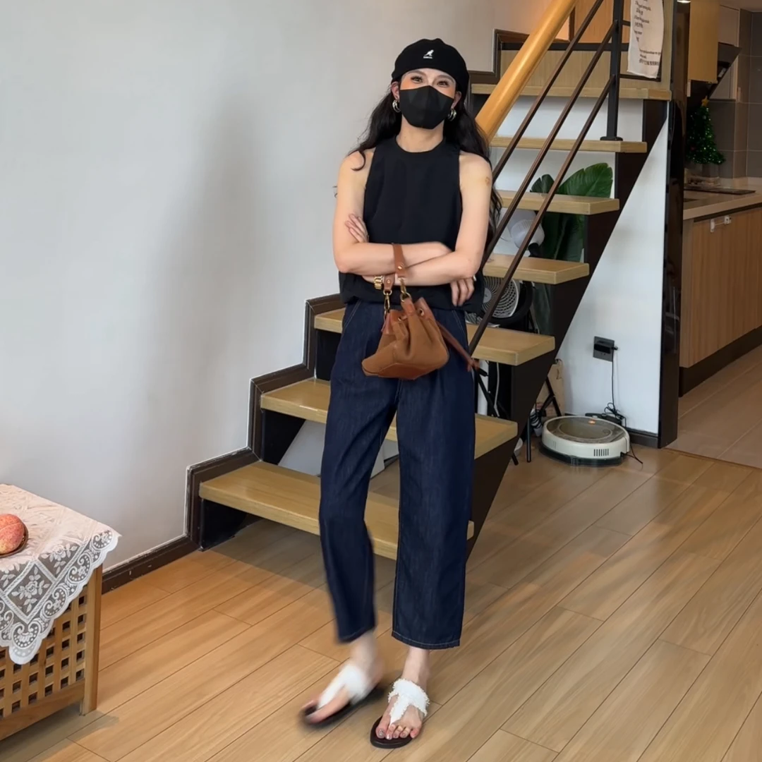 小个子定制夏季高腰百搭牛仔不掉色牛仔直筒休闲裤女