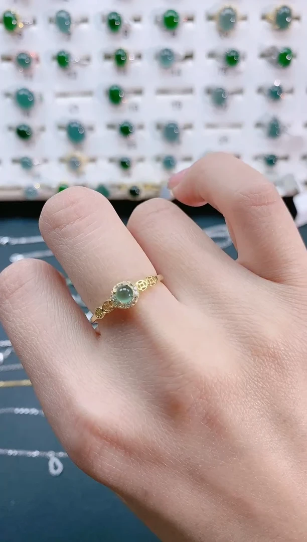 【闪购商品】翡翠戒指银S925镶嵌天然翡翠