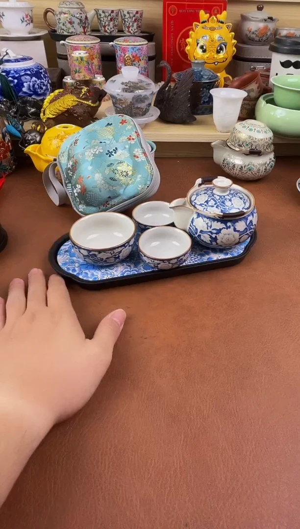 陶瓷茶具摆件旅行套组