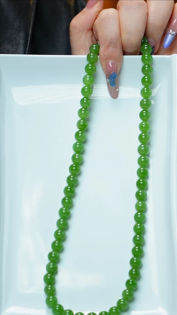 项链未镶嵌和田玉（碧玉）碧玉项链7-8mm 多样性发其一