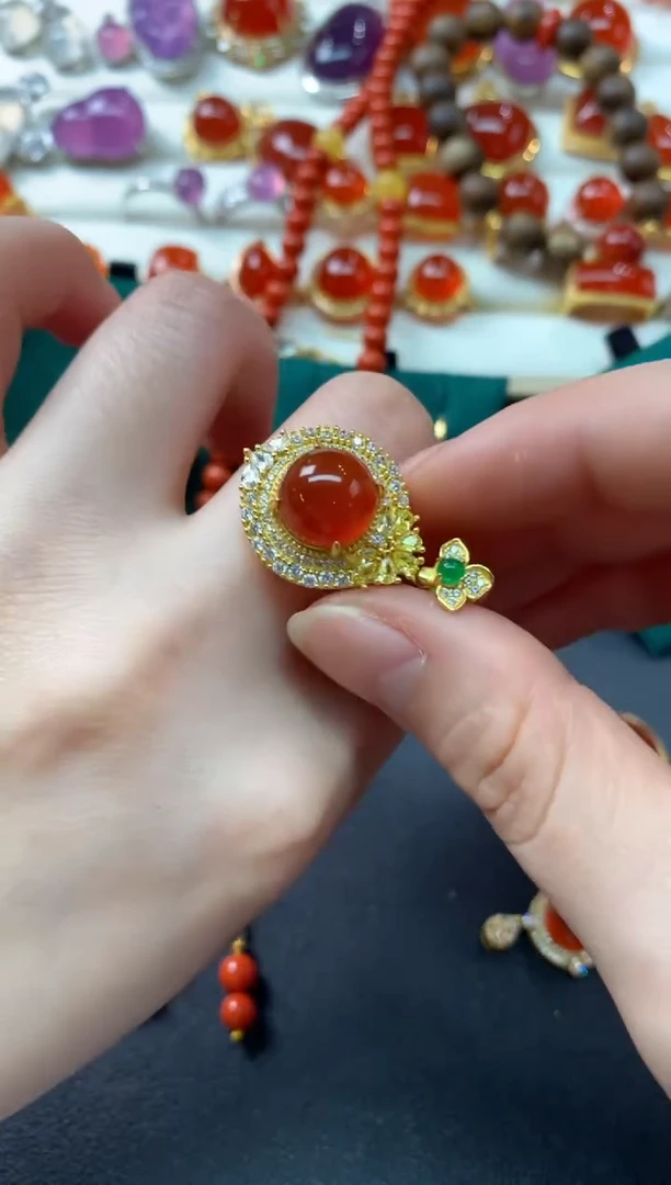 【闪购商品】南红玛瑙吊坠银S925镶嵌D610|480