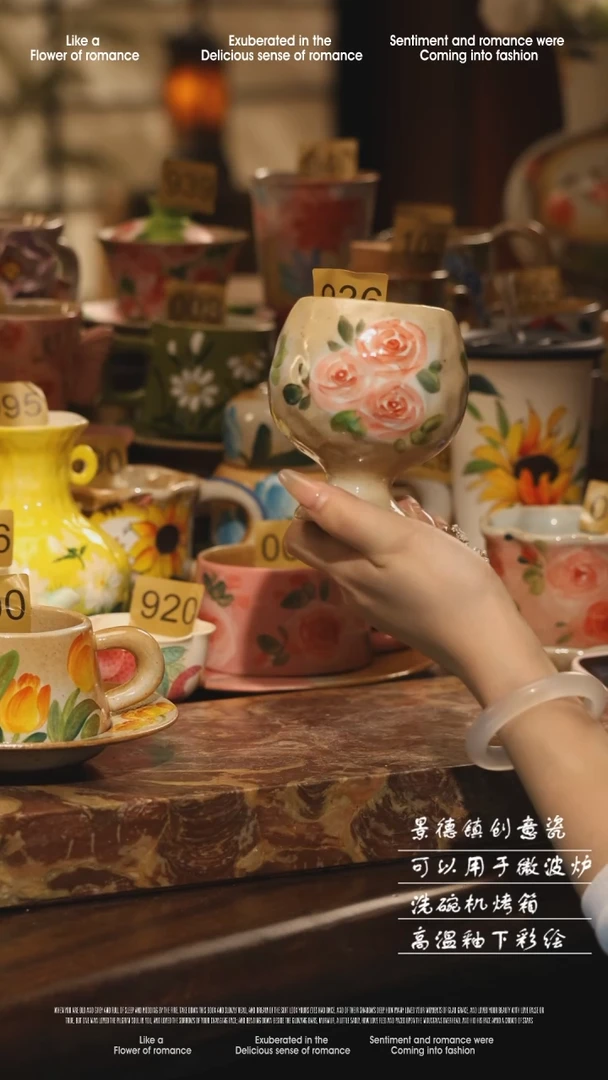 陶瓷936景德镇高温手绘釉下彩设计师款式