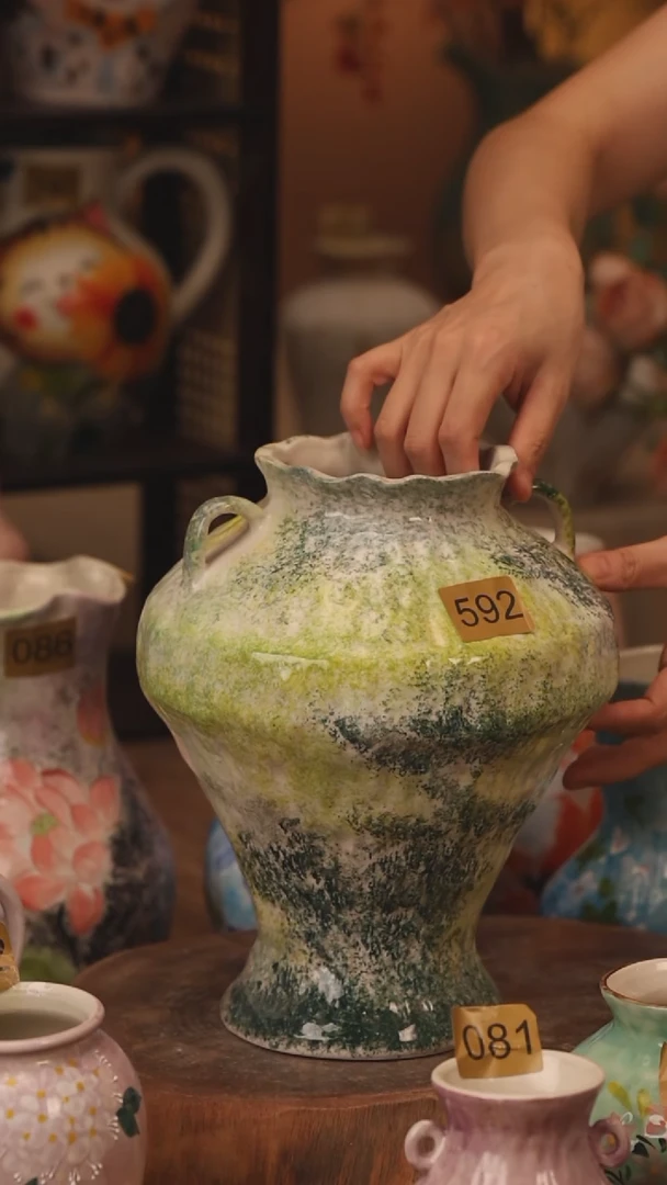 陶瓷592景德镇设计师手作花器摆件侘寂风