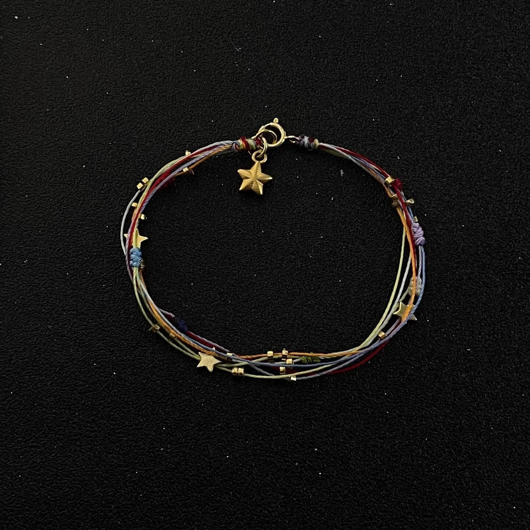 铜合金手链 「幸运小彩虹」小福星编绳手链小众少女心圣诞甜美手绳