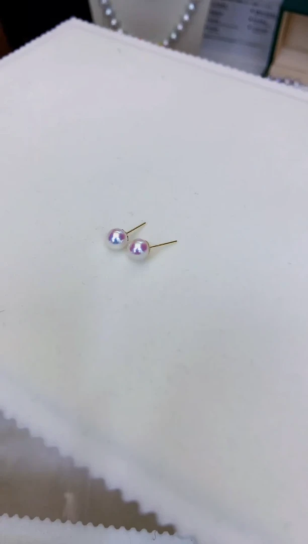 18K金镶嵌海水珍珠饰品5-6素钉定制