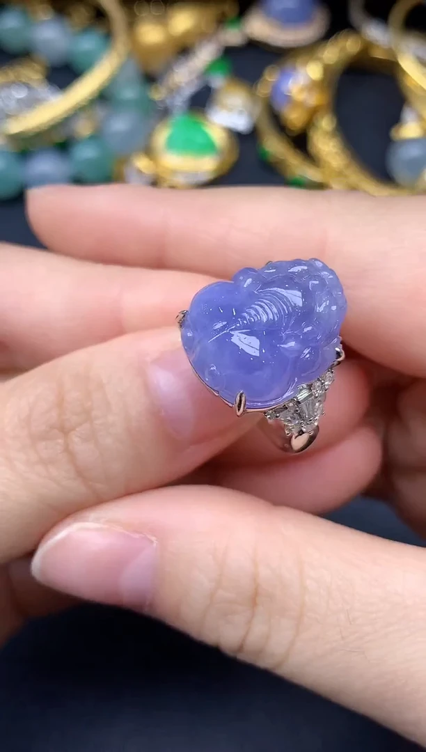 18K金镶嵌戒指翡翠460-雪姐翡翠天天见