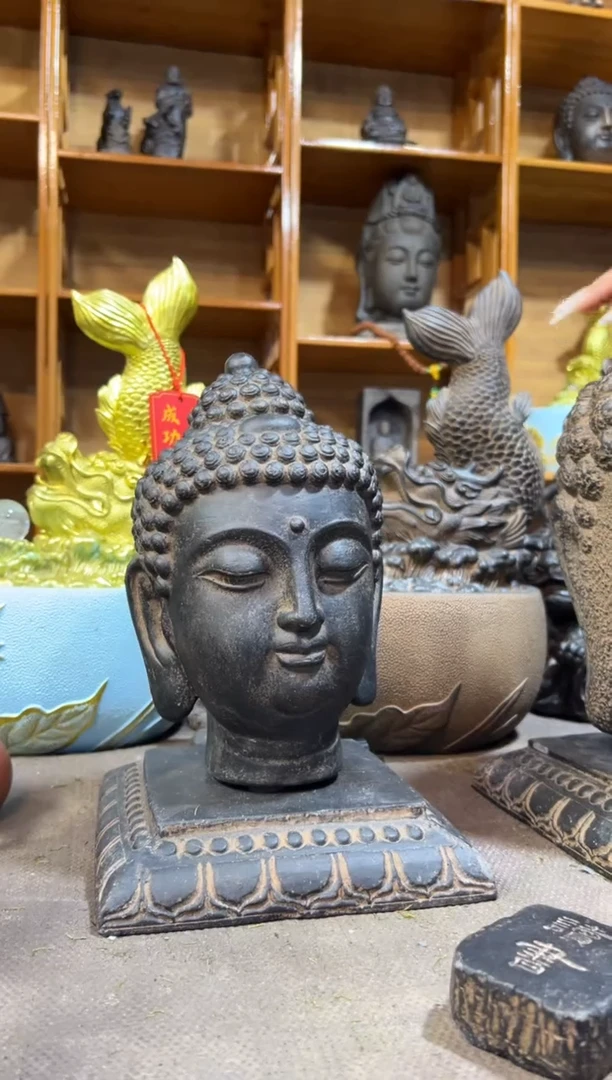 陶土【火山泥】小佛首+莲花底座