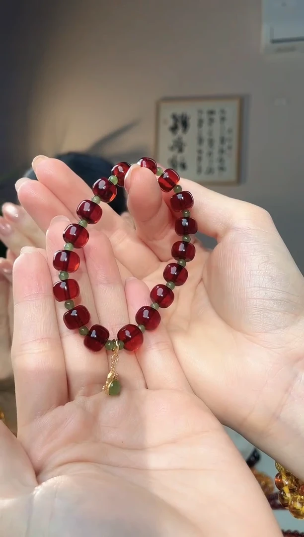 裸石琥珀未镶嵌10+ 血珀老型设计款手串