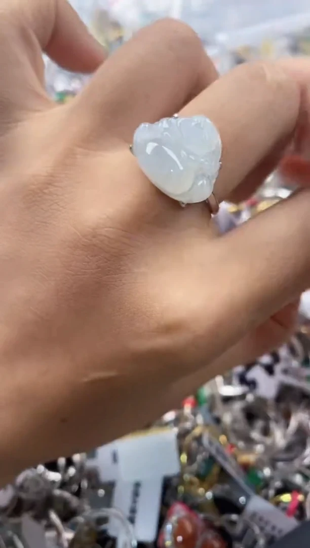 银S925镶嵌戒指翡翠7777              8