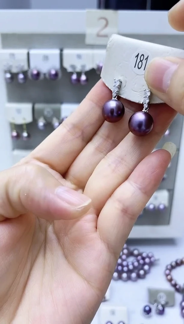 银S925镶嵌淡水珍珠耳饰181