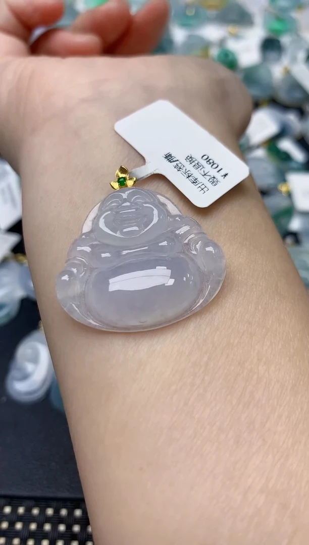 颈饰18K金镶嵌翡翠天然缅甸A货翡翠