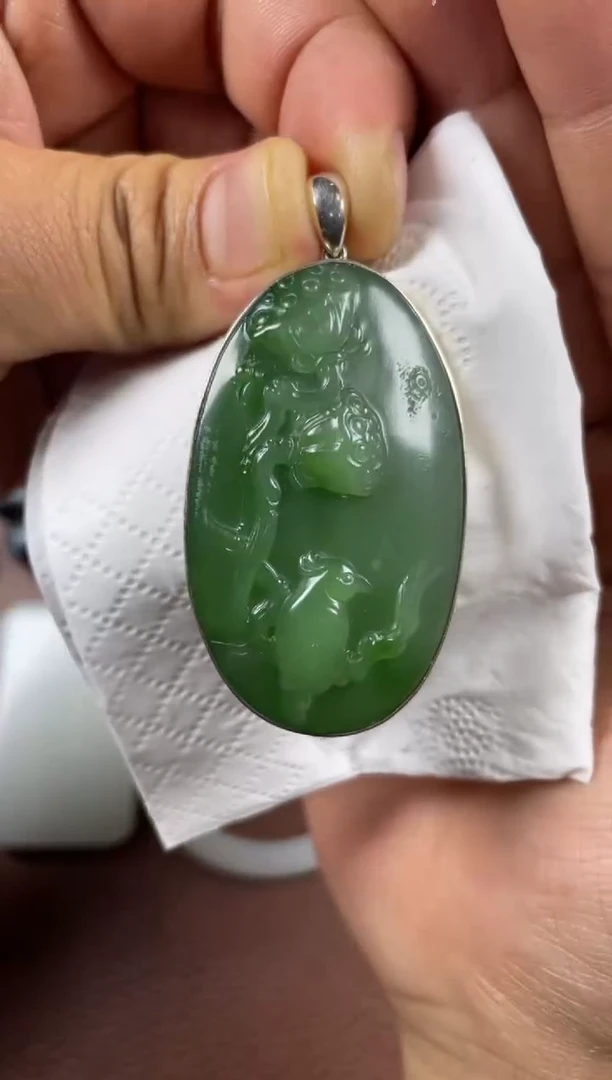 颈饰银S925镶嵌和田玉5