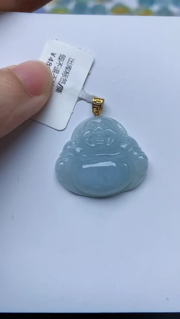 翡翠18K金镶嵌颈饰天然缅甸A货翡翠