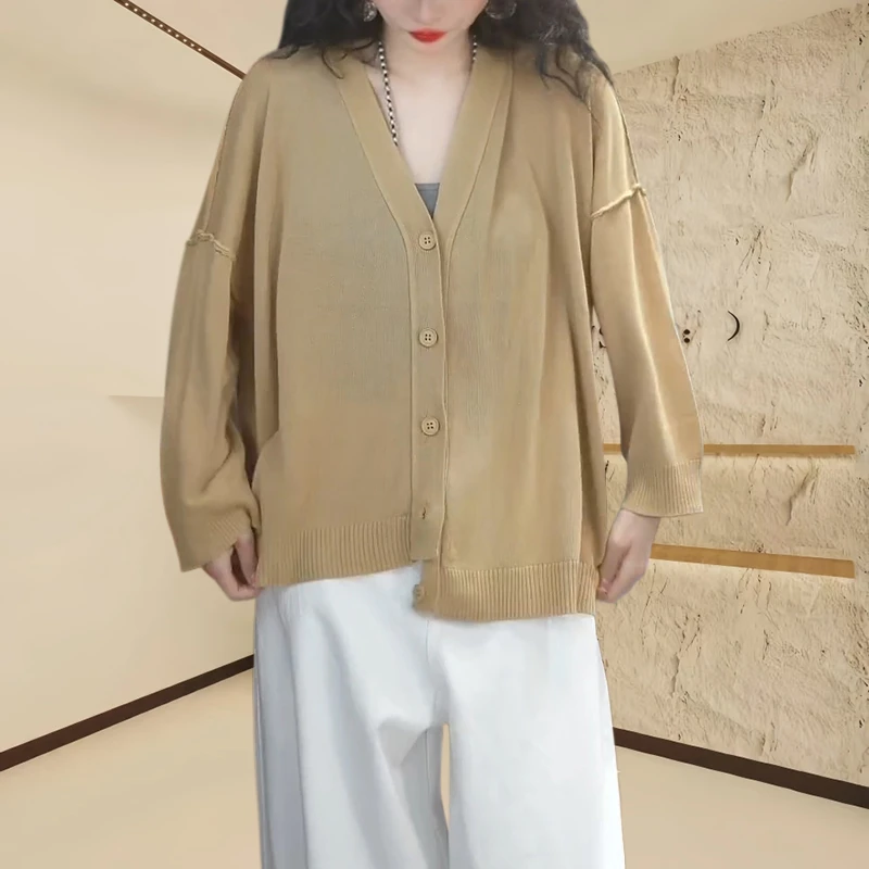 【沐妮儿】设计感针织外套女款爆款2025新款温柔知性衣服慵懒风上衣