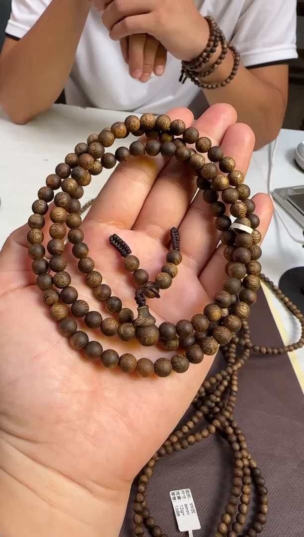 沉香手串99沉国香绿棋沉香张勺子正圆珠6mm12g+多样性发1