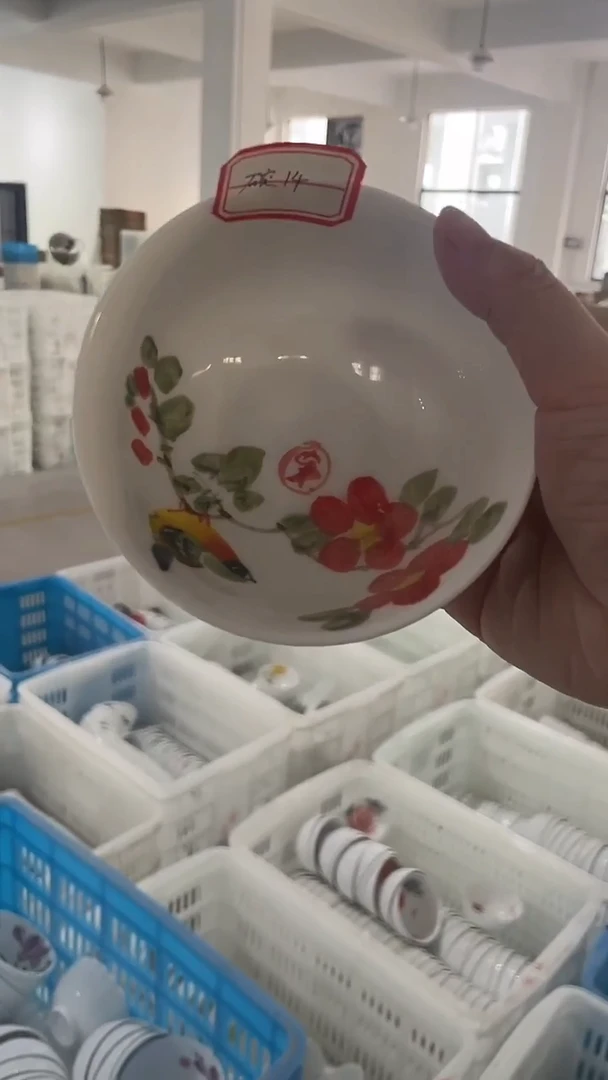 碗景德镇高温白玉瓷釉下彩手绘促销款两只装瓷碗W14