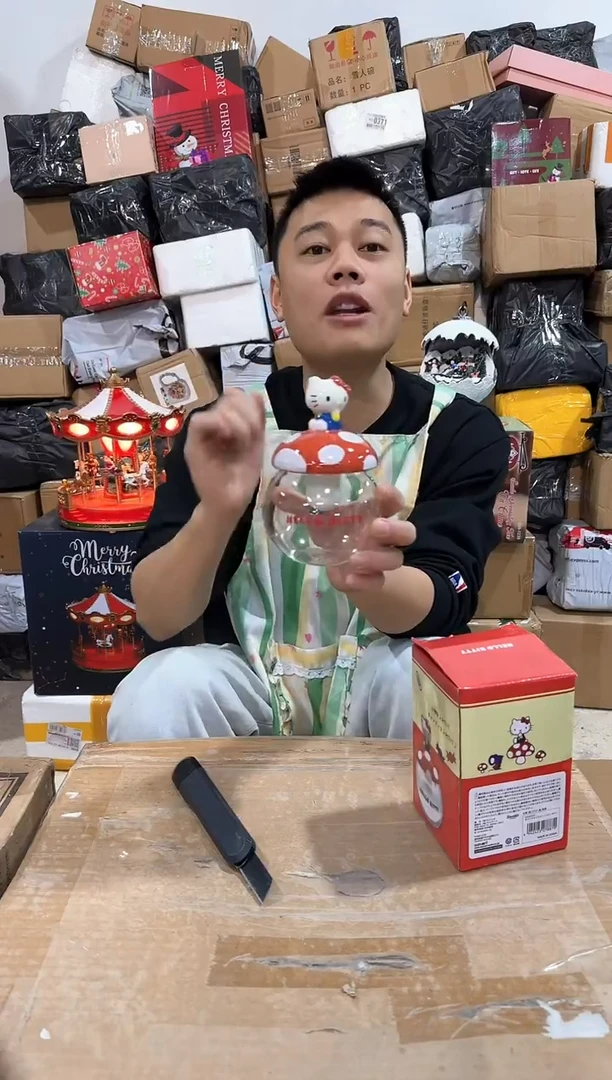 瓷片原盒kt猫蘑菇玻璃罐