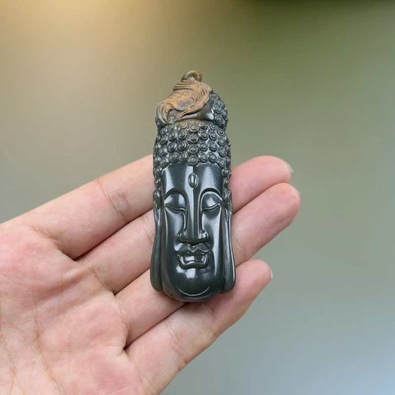 河磨玉观音头双面雕刻天然玉佩挂件