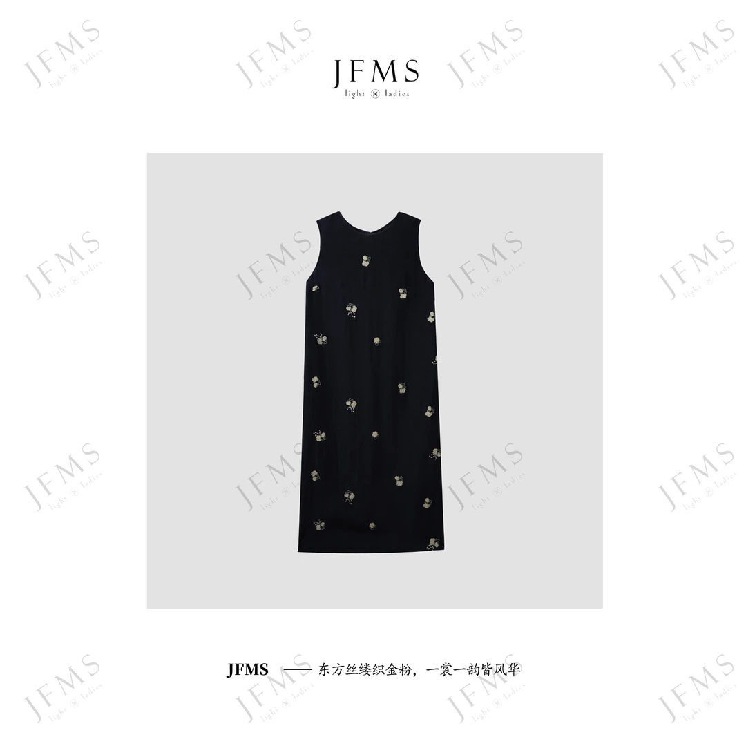 JFMS2025气质时尚爆款100%醋酸绣花面料连衣裙Q892