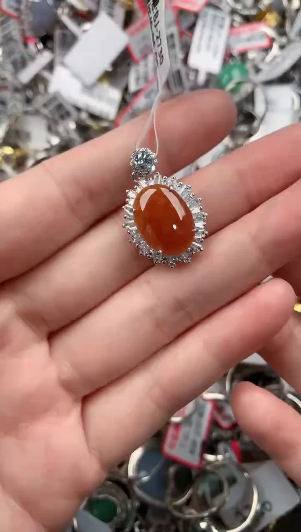 银S925镶嵌戒指翡翠333 9