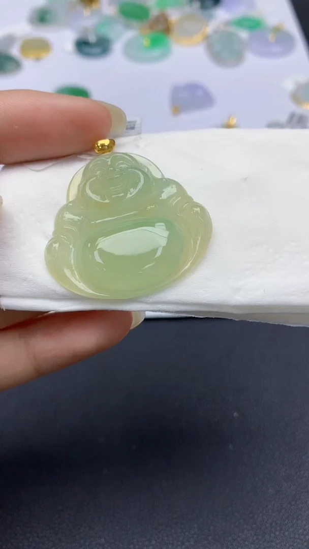 翡翠18K金镶嵌颈饰天然缅甸a货翡翠百元以上9元证书费自理