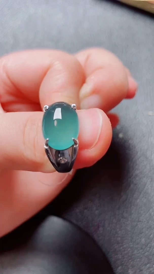 翡翠戒指银S925镶嵌翡翠