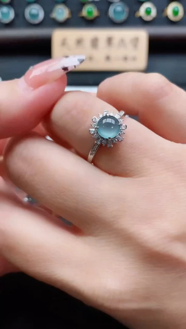 银S925镶嵌戒指翡翠1