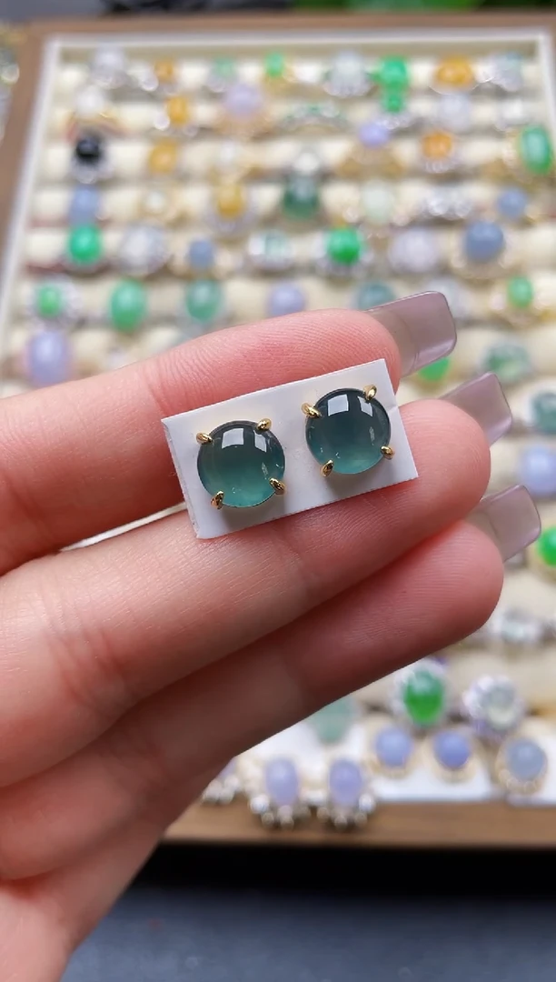 银S925镶嵌翡翠耳饰108