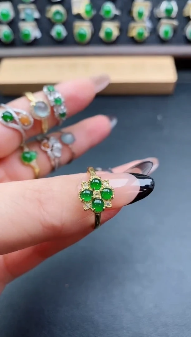 银S925镶嵌戒指翡翠1