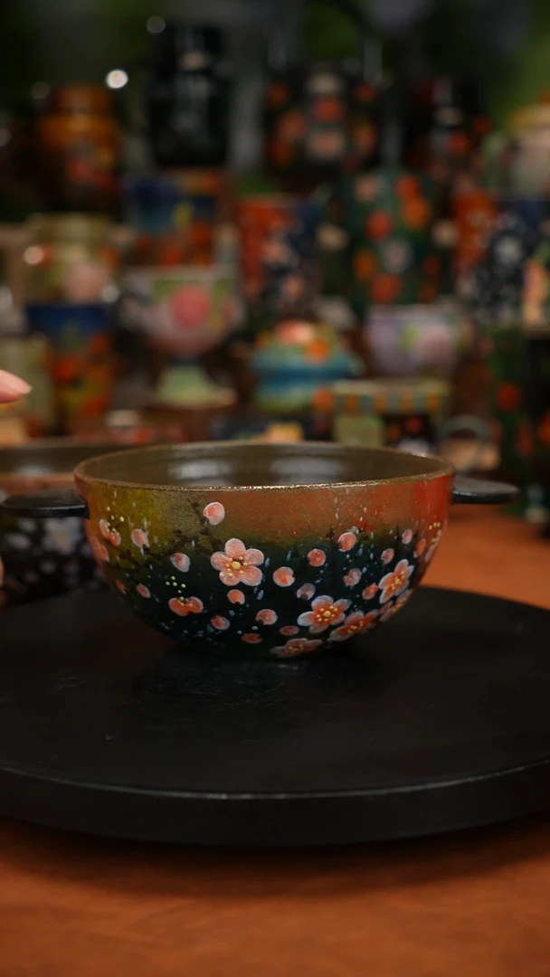 紫砂油画 手绘釉下彩