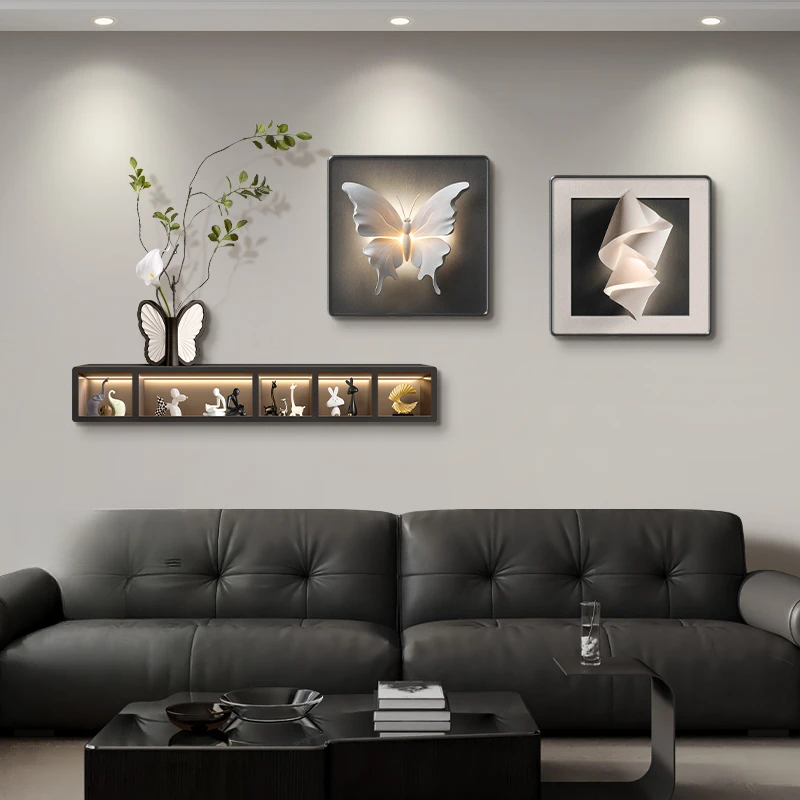 轻奢高级感客厅装饰画立体感沙发背景墙挂画大白墙玄关餐饭厅壁画