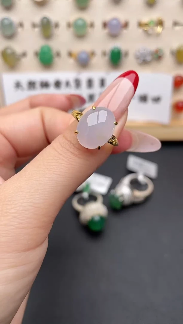 【闪购商品】翡翠戒指银S925镶嵌一物一证一礼盒